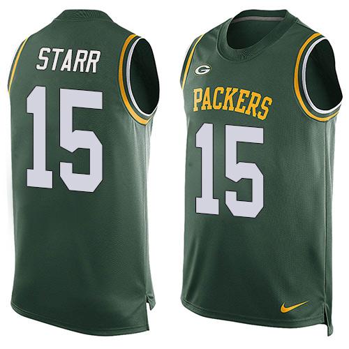Nike Packers #15 Bart Starr Green Team Color Men's Stitched NFL Limited Tank Top Jersey - Click Image to Close